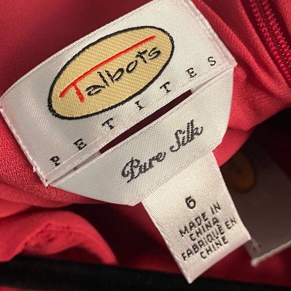 Talbots Silk Ruffle Dress Size 6P Red Sleeveless Lined - Picture 6 of 11